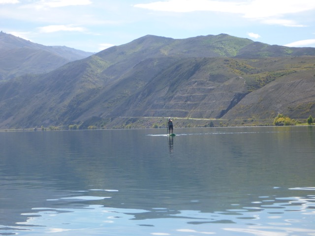 Jude enjoys the paddle across the lake from Burtons Creek